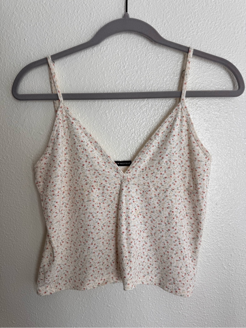 Brandy Melville Cream Floral V-Neck Cami